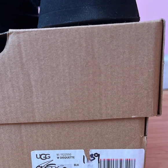 Black Suede Fur-Lined Ugg Slippers - Picture 6 of 7